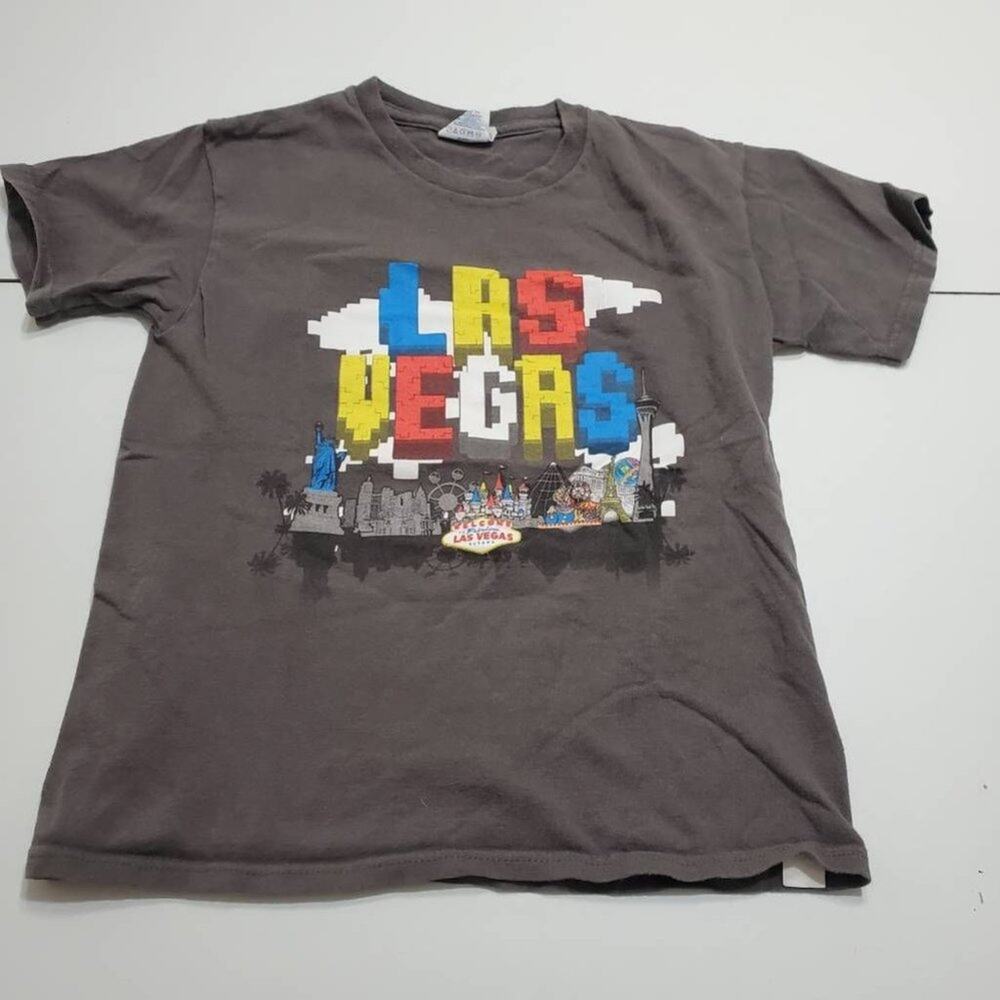 Las‎ Vegas Delta Pro Weight Boys 5 T-Shirt Gray City Print Crew Neck 100% Cotton